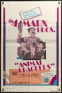 7d0574 ANIMAL CRACKERS 1sh R1974 art of all four Marx Brothers, Groucho, Harpo, Chico, and Zeppo!