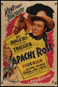 7d0580 APACHE ROSE 1sh 1947 Roy Rogers & Trigger, Dale Evans in singing western!