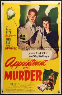 7d0582 APPOINTMENT WITH MURDER 1sh 1948 Calvert as The Falcon makes a date w/the thrill of his life!