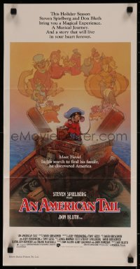 7d0315 AMERICAN TAIL Aust daybill 1986 Steven Spielberg, Don Bluth, art of Fievel by Drew Struzan!