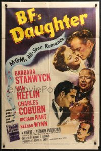 7d0586 B.F.'S DAUGHTER 1sh 1948 romantic c/u of Barbara Stanwyck & Van Heflin, Charles Coburn!