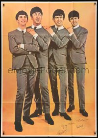 7d0003 BEATLES 39x55 commercial poster 1960s John, Paul, George & Ringo in matching suits & ties!