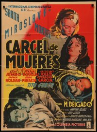 7d0042 CARCEL DE MUJERES Mexican poster 1951 w/different art of catfight between female inmates!