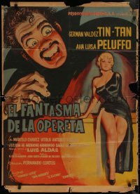 7d0055 EL FANTASMA DE LA OPERETA Mexican poster 1960 Fernando Cortes, cool art of phantom!