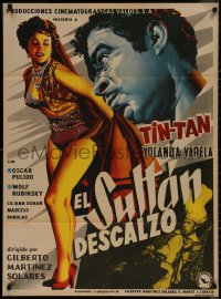 7d0064 EL SULTAN DESCALZO Mexican poster 1956 cool artwork of Tin-Tan & sexy Yolanda Varela!