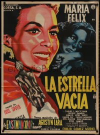 7d0073 LA ESTRELLA VACIA Mexican poster 1960 art of Empty Star Maria Felix holding Oscar by Renau!
