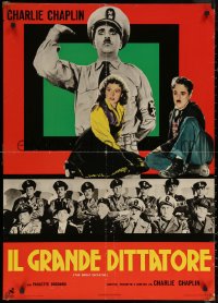 7g0066 GREAT DICTATOR Italian 26x36 pbusta R1970s Charlie Chaplin as Hynkel, different!