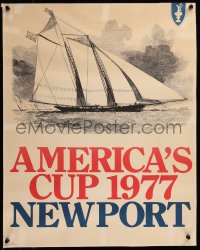 7g0648 AMERICA'S CUP 19x24 special poster 1977 great art of a schooner on the water by Edwin Weedon!