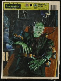 7h0079 FRANKENSTEIN 8x11 frame-tray puzzle 1959 cool art of the monster strapped to table!
