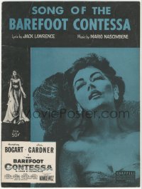 7h0983 BAREFOOT CONTESSA sheet music 1954 art of sexy Ava Gardner, Song of the Barefoot Contessa!