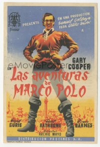 7h0626 ADVENTURES OF MARCO POLO Spanish herald 1943 great different full-length art of Gary Cooper!