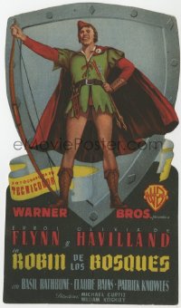 7h0627 ADVENTURES OF ROBIN HOOD die-cut Spanish herald 1948 best art of Errol Flynn as Robin Hood!