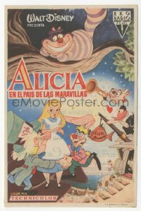 7h0628 ALICE IN WONDERLAND Spanish herald 1954 Walt Disney Lewis Carroll classic, different art!
