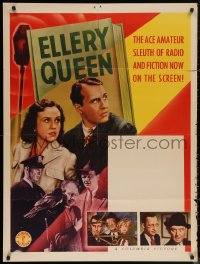 7j0001 ELLERY QUEEN 30x40 1940s Ralph Bellamy with pretty Margaret Lindsay as Nikki Porter!