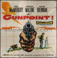 7j0057 AT GUNPOINT 6sh 1955 Fred MacMurray, really cool huge artwork image of smoking gun!