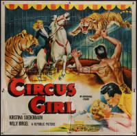 7j0070 CIRCUS GIRL 6sh 1956 art of Kristina Soederbaum on horse in cage with circus tigers!