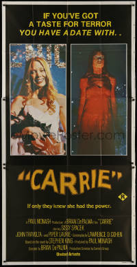 7j0035 CARRIE Aust 3sh 1977 Stephen King, Spacek before and after her bloodbath at the prom!