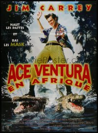 7j1164 ACE VENTURA WHEN NATURE CALLS French 1p 1995 wacky Jim Carrey on crocodiles by John Alvin!