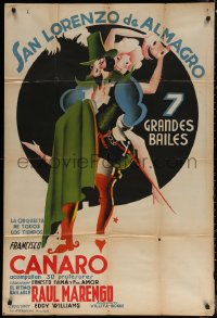 7j0042 FRANCISCO CANARO 29x43 Argentinean music poster 1930s full-color art of dancer, ultra rare!