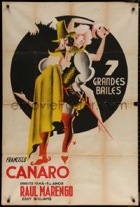 7j0043 FRANCISCO CANARO 29x43 Argentinean music poster 1930s three-color art of dancer, ultra rare!