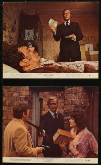 7k0047 GET CARTER 2 color 8x10 stills 1971 with close-up Caine holding shotgun at Ian Hendry's head!