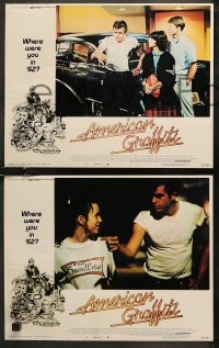 7k0381 AMERICAN GRAFFITI 8 LCs 1973 George Lucas classic, Richard Dreyfuss, Ron Howard, Paul Le Mat!