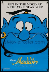 7m0762 ALADDIN 1sh 1992 classic Walt Disney Arabian fantasy cartoon, great art of the Genie!