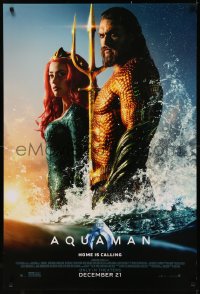 7m0780 AQUAMAN advance DS 1sh 2018 DC, Momoa in title role with sexy Amber Heard, home is calling!