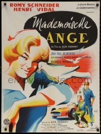 7m0647 ANGEL ON EARTH French 24x31 1959 wacky art of Romy Schneider, Jean-Paul Belmondo & Vidal by Hurel