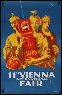 7m0007 11TH VIENNA INTERNATIONAL FAIR 23x35 Austrian special poster 1926 three figures, ultra rare!