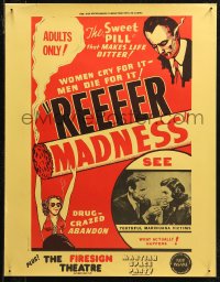 7m0037 REEFER MADNESS 17x22 special poster R1972 marijuana is the sweet pill that makes life bitter!