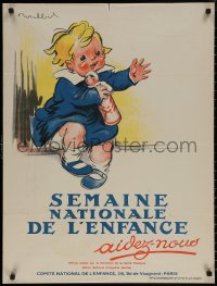 7m0039 SEMAINE NATIONALE DE L'ENFANCE 24x31 French special poster 1934 art by Francisque Poulbot!