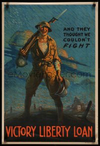 7m0083 AND THEY THOUGHT WE COULDN'T FIGHT 20x30 WWI war poster 1919 great art by Clyde Forsythe!