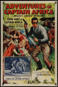 7p0347 ADVENTURES OF CAPTAIN AFRICA chapter 7 1sh 1955 serial, John Hart, Saved by Captain Africa!