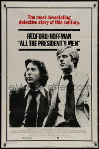 7p0362 ALL THE PRESIDENT'S MEN 1sh 1976 Dustin Hoffman & Robert Redford as Woodward & Bernstein!