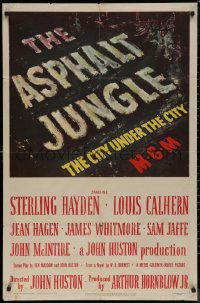 7p0379 ASPHALT JUNGLE 1sh 1950 Marilyn Monroe, Sterling Hayden, John Huston classic film noir!