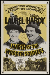 7p0383 BABES IN TOYLAND 1sh R1970s Laurel & Hardy, March of the Wooden Soldiers!