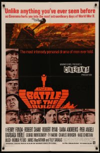 7p0394 BATTLE OF THE BULGE Cinerama 1sh 1966 Henry Fonda, Robert Shaw, cool Thurston tank art!