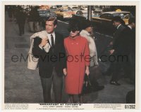 7r0001 BREAKFAST AT TIFFANY'S color 8x10 still 1961 Audrey Hepburn & Peppard holding hands on street!
