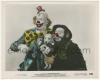 7r0010 GREATEST SHOW ON EARTH color 8x10 still 1952 clowns James Stewart & Emmett Kelly with dog!