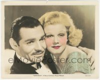 7r0020 SARATOGA color 8x10 still 1937 great romantic close up of Clark Gable & sexy Jean Harlow!