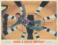 7r0831 2001: A SPACE ODYSSEY LC #4 1968 Stanley Kubrick, close up of Kier Dullea in zero gravity!