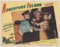 7r0840 ADVENTURE ISLAND LC #3 1947 cop Paul Kelly grabs guy with sexy Rhonda Fleming in sarong!