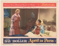 7r0867 APRIL IN PARIS LC #4 1953 pretty Doris Day looks at Ray Bolger holding water bottle in bed!