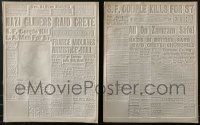 7s0001 LOT OF 2 17X21.5 NEWSPAPER AD MATS 1941 Nazis raid Crete, California couple kills for $7!