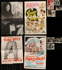 7s0183 LOT OF 11 CUT SEXPLOITATION PRESSBOOKS AND STILLS 1960s-1970s sexy images w/partial nudity!