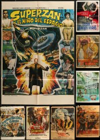 7s0247 LOT OF 12 FOLDED HORROR MEXICAN POSTERS 1970s-1980s a variety of cool movie images!