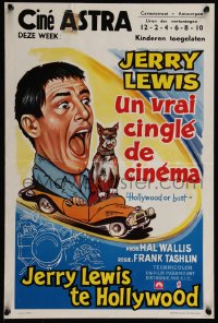 7t0057 HOLLYWOOD OR BUST Belgian R1970s Dean Martin, art of Jerry Lewis in car, sexy Anita Ekberg!