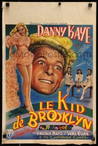 7t0061 KID FROM BROOKLYN Belgian 1948 art of Danny Kaye & sexy Virginia Mayo, different!