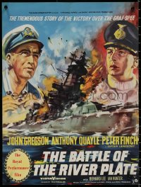 7t0018 PURSUIT OF THE GRAF SPEE English 17x22 1957 Powell & Pressburger's Battle of the River Plate!